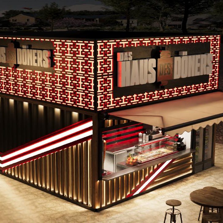 „Imbisscontainer Haus des Döners – modernes Design“