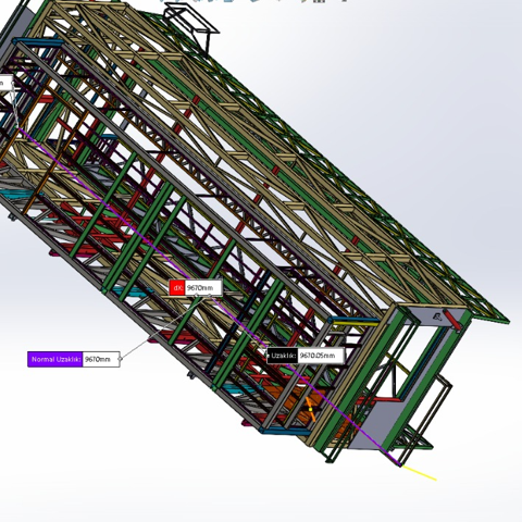 „3D-CAD-Konstruktion eines modularen Containers in SOLIDWORKS mit detaillierter Rahmenstruktur und technischer Visualisierung“