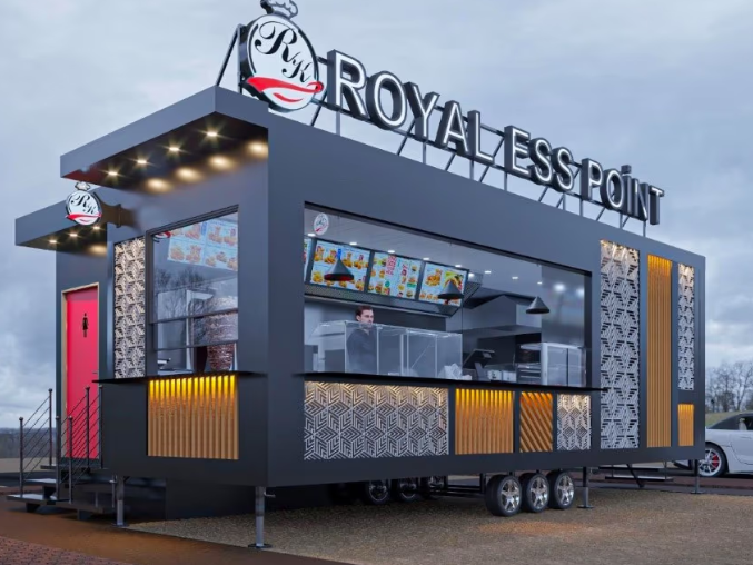 Großer Premium-Foodtrailer mit Vollausstattung, LED-Front und Verkaufsmodul – ideal für Markenpromotion und Großevents