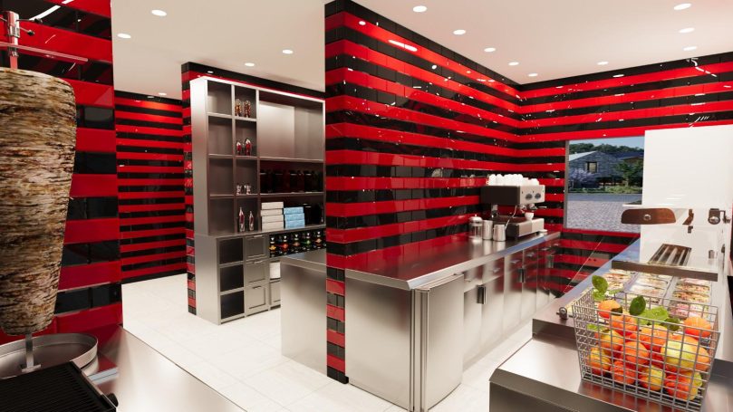 Hygienebereich mit Edelstahl Hygienischer Innenraum mit Spüle