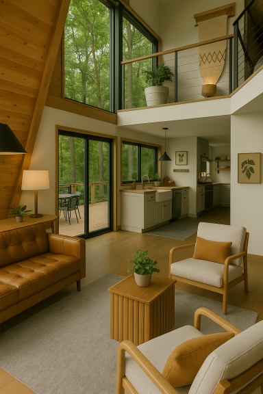 Essbereich und Küche im Tiny House – maßgefertigte Raumlösung mit Holz und Naturmaterialien